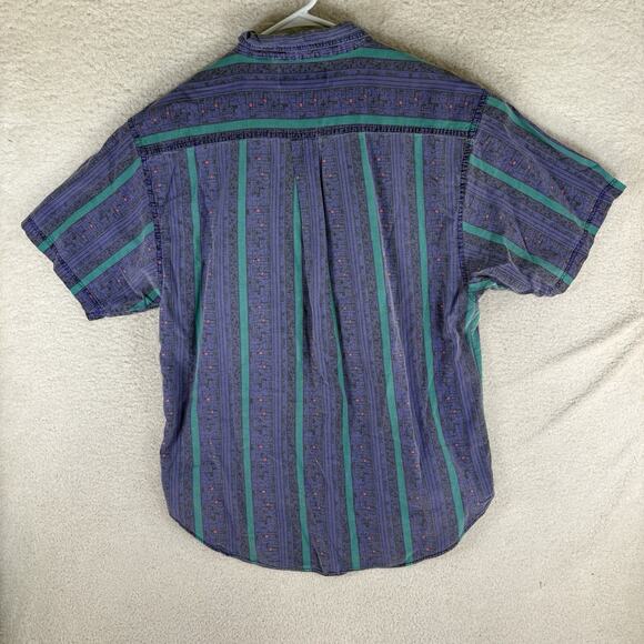 Vintage Todays News Shirt Mens Large Purple Beach Club Tribal Print 80s Retro - Picture 11 of 14